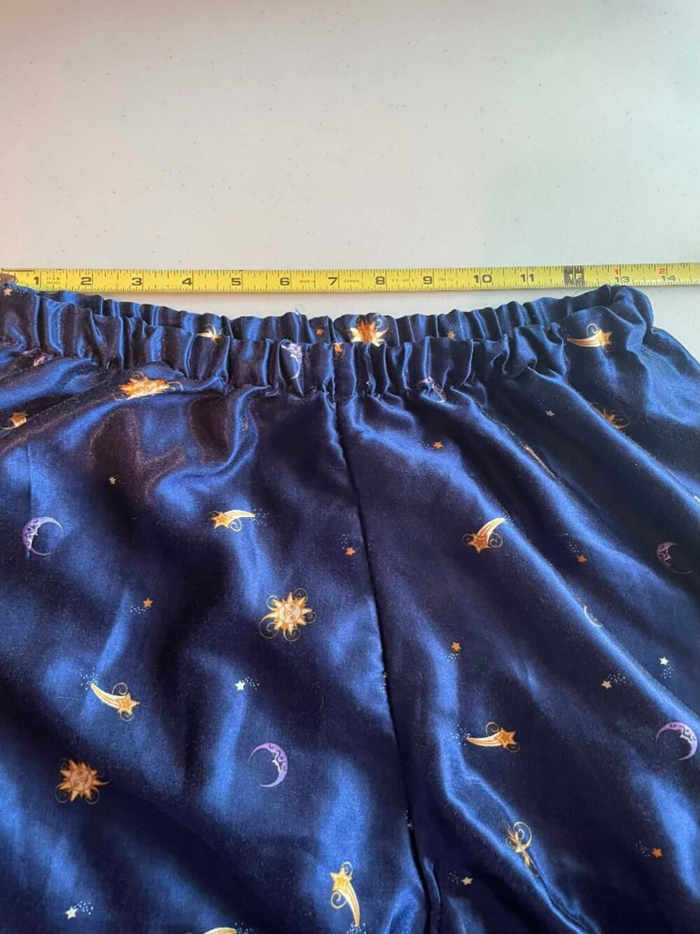 Vintage Celestial Moon Stars Satin Pajama Set Navy Blue gold Witchy W. Size 12 - Picture 12 of 14